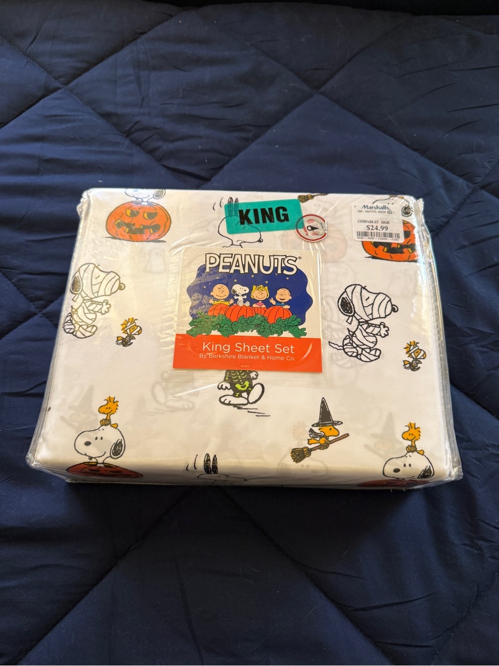 Berkshire Peanuts King Sheet Set Halloween Print Snoopy